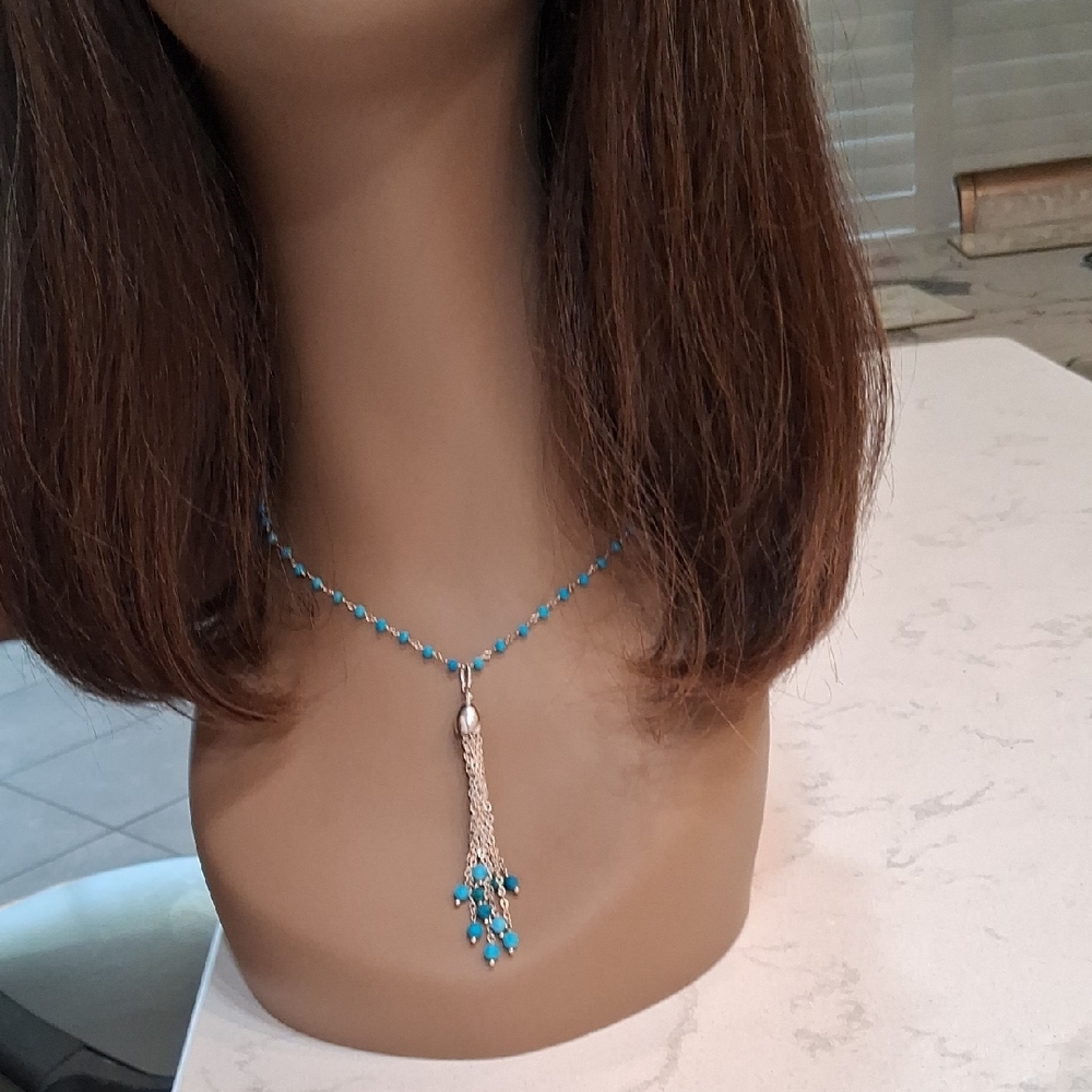 Milor Pure Silver Necklace with Turquoise Accents.